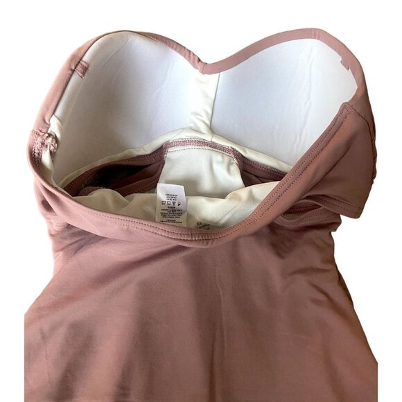 Loft One Piece Bathing Suit XS Beach Strapless Cutout Tie Tummy Control Pink - Picture 4 of 5